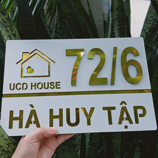 BẢNG, BIỂN SỐ NHÀ. Alu xước bạc + Mica, số nổi alu gương ngoài trời