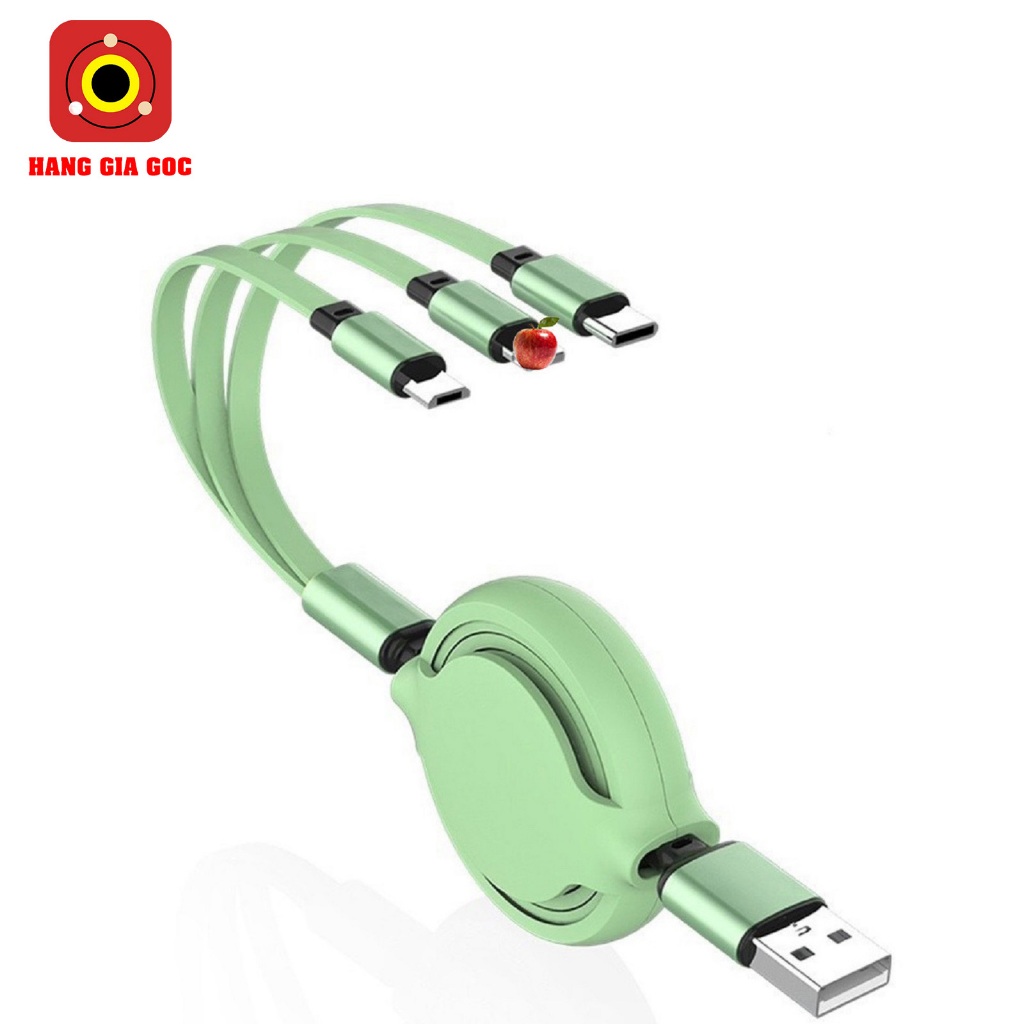 Cáp Sạc Đa Năng Dây Rút - Tích Hợp 3 Đầu Cắm, Dễ Dàng Kéo Rút, Tiện Lợi ...