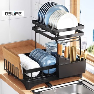Gslife Kệ Úp Bát Đĩa Có Rãnh Thoát Nước 2 Tầng, Kệ Để Bát Đũa Thông Minh, Kệ Chén Đa Năng Cao Cấp