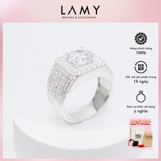 Nhẫn bạc nam LAMY Luxurious Square Stone Silver Ring 8362- Nhẫn bạc ta