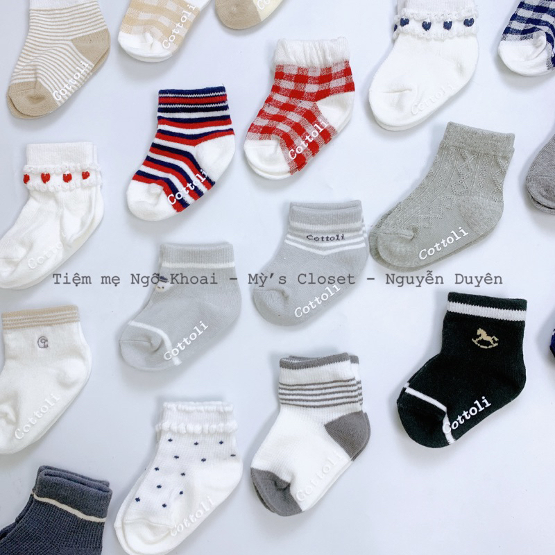 [MD125] COTTOLI  9-14cm(6-18m)Tất vớ xuất Nhật ấm áp có đế chống trơn trượt cho bé siêu xịn sò
