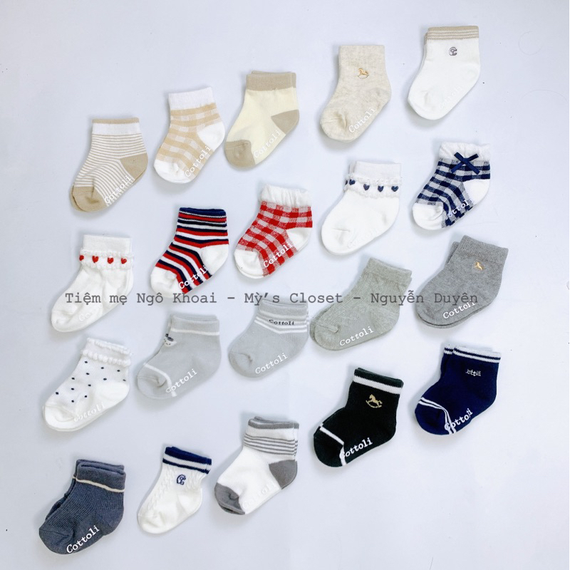 [MD125] COTTOLI  9-14cm(6-18m)Tất vớ xuất Nhật ấm áp có đế chống trơn trượt cho bé siêu xịn sò