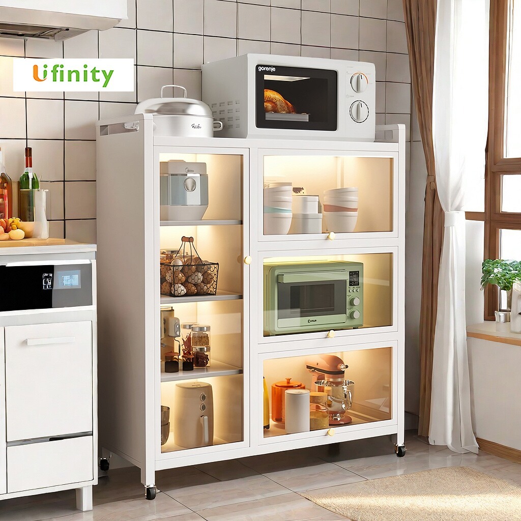 Lifinity Kệ Nhà Bếp Đa Năng-Kệ Tủ Để Đồ Thép Cacbon Có Thể Điều Chỉnh Độ Cao Kệ Đựng Đồ Có Cửa Đôi