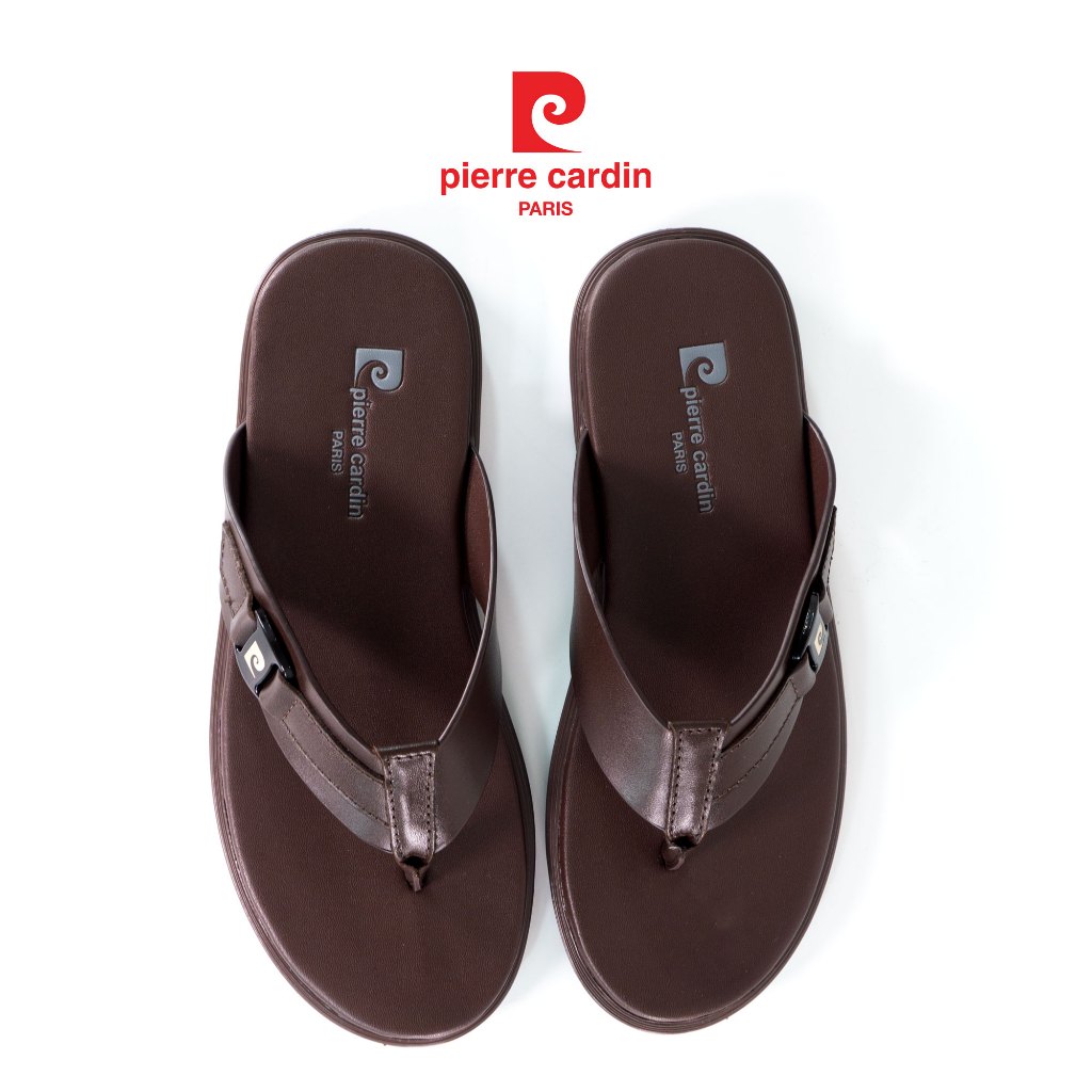 Ảnh Dép nam Pierre Cardin Pháp da bò thật, đế cao su khắc logo, không bám vân mồ hôi 160 - Hàng chính hãng 2
