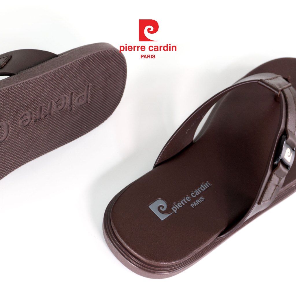 Ảnh Dép nam Pierre Cardin Pháp da bò thật, đế cao su khắc logo, không bám vân mồ hôi 160 - Hàng chính hãng 4