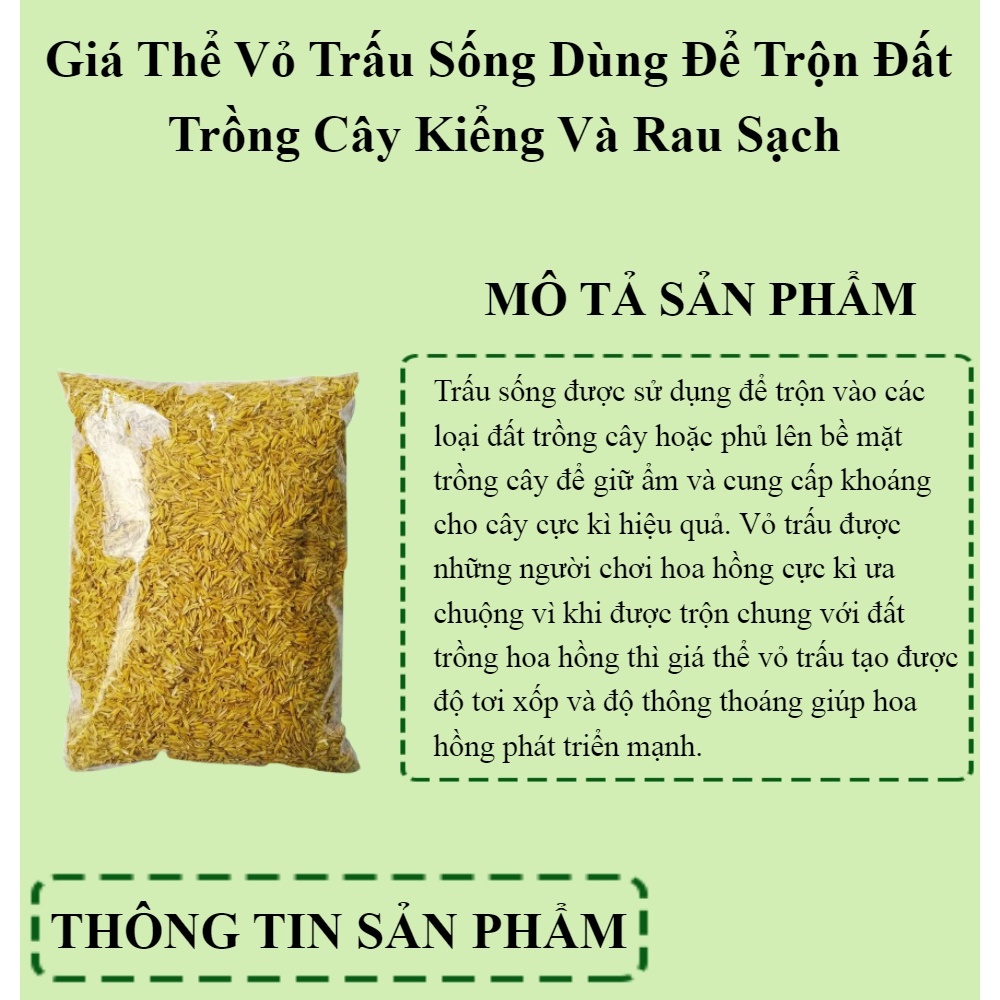 Trấu Sống -Gói 5dm3 - Trộn Đất Trồng Cây Trong Chậu
