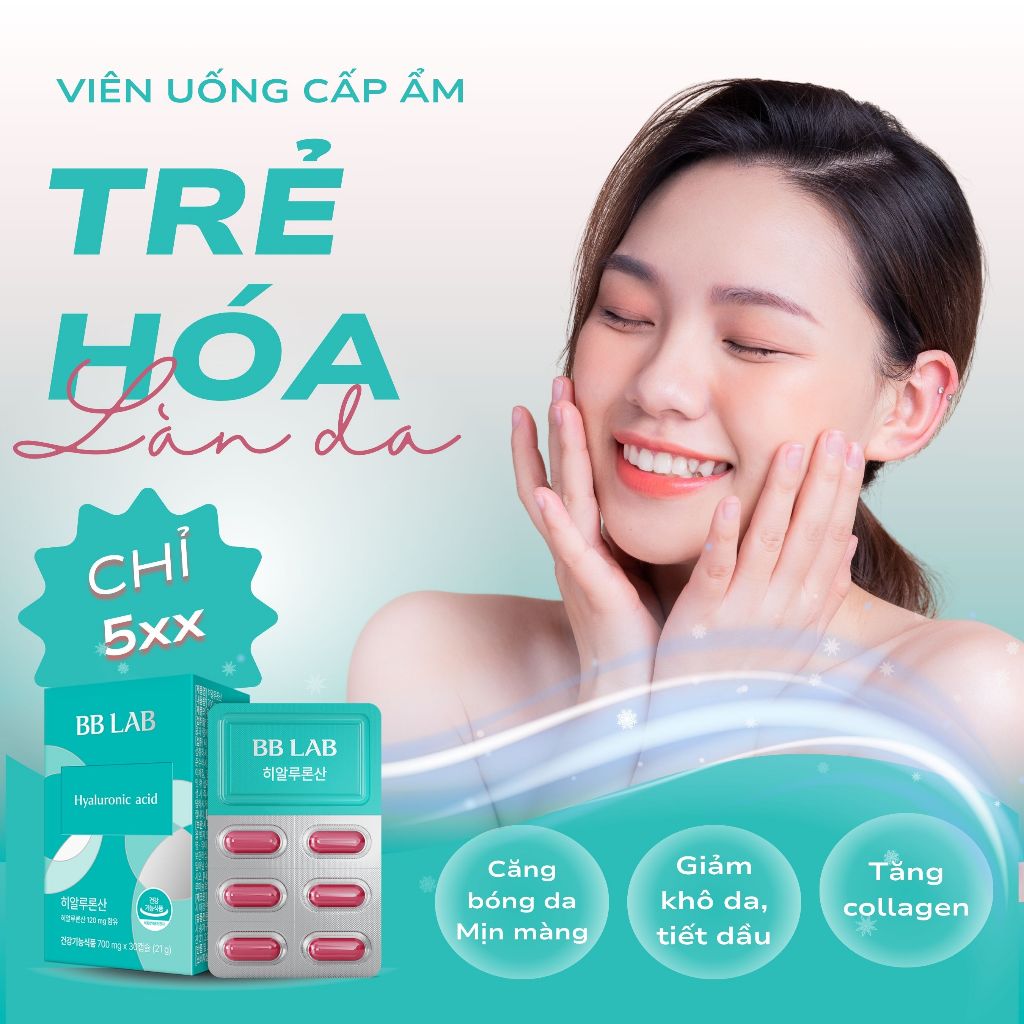 Ảnh Viên Uống Cấp Ẩm BB LAB Hyaluronic Acid Giữ Ẩm, Giảm Khô Da, Tiết Dầu, Da Căng Bóng, Mịn Màng Hộp 30 Viên 2