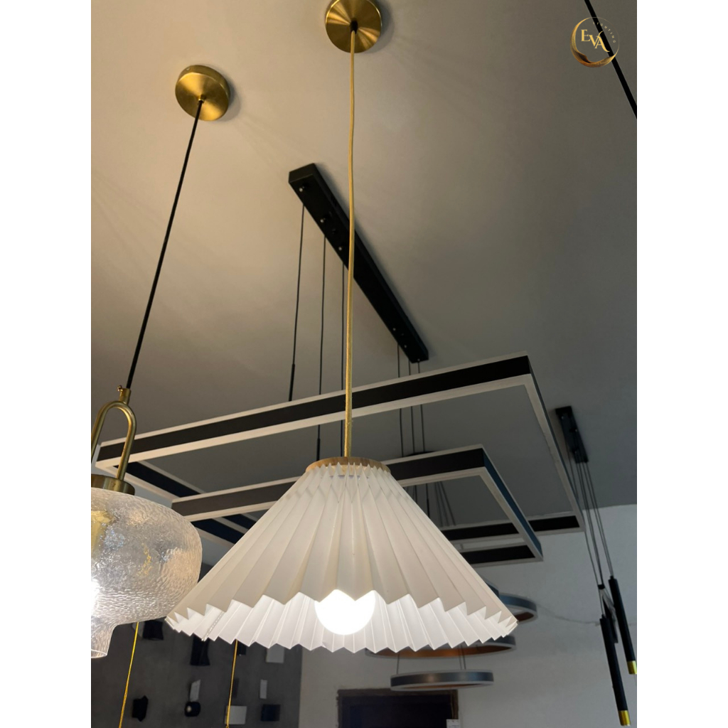 Đèn thả trắng chao vải EVA1009 trang trí phòng khách, quán cafe bảo hành 12 tháng