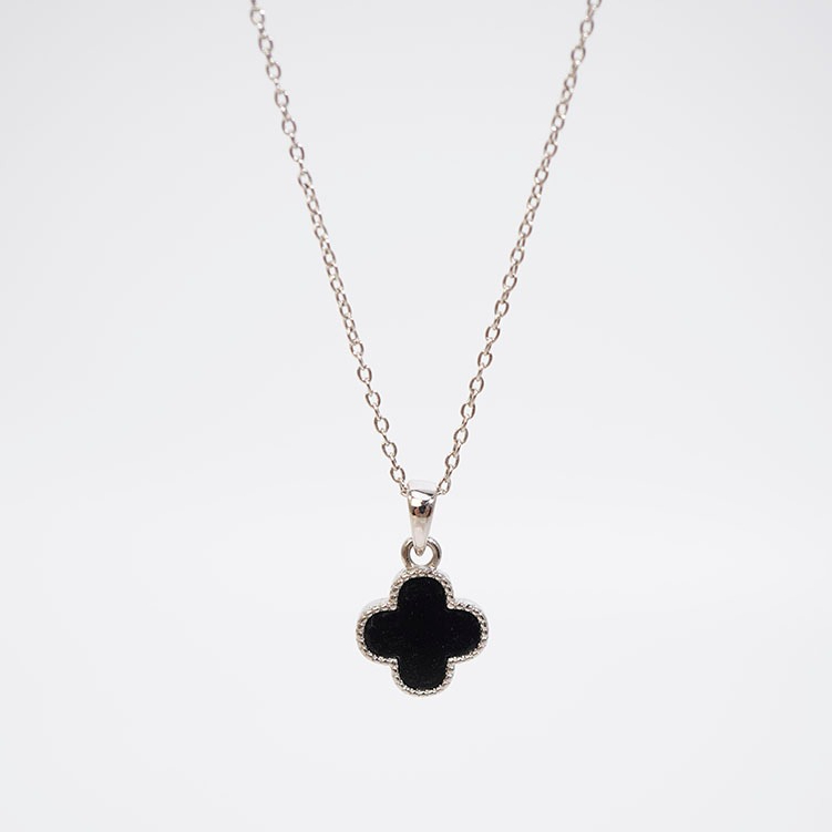 Ảnh Dây chuyền nữ Lamy CDE Black Onyx Flower Silver Necklace CDE6392SV 2