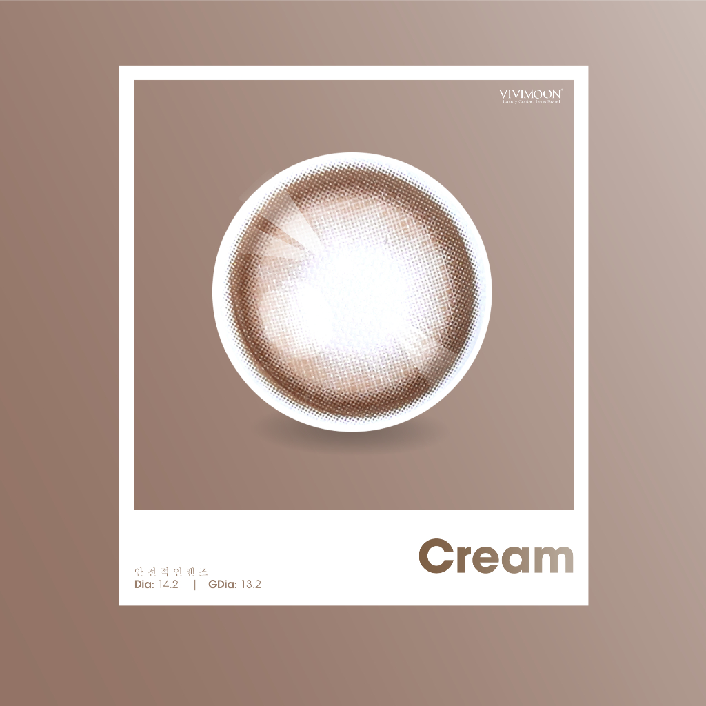 Ảnh Kính áp tròng VIVIMOON LENSPRESSO cận nâu tây cho mắt thở CREAM, lens 6 tháng (Giá 01 đôi) 2