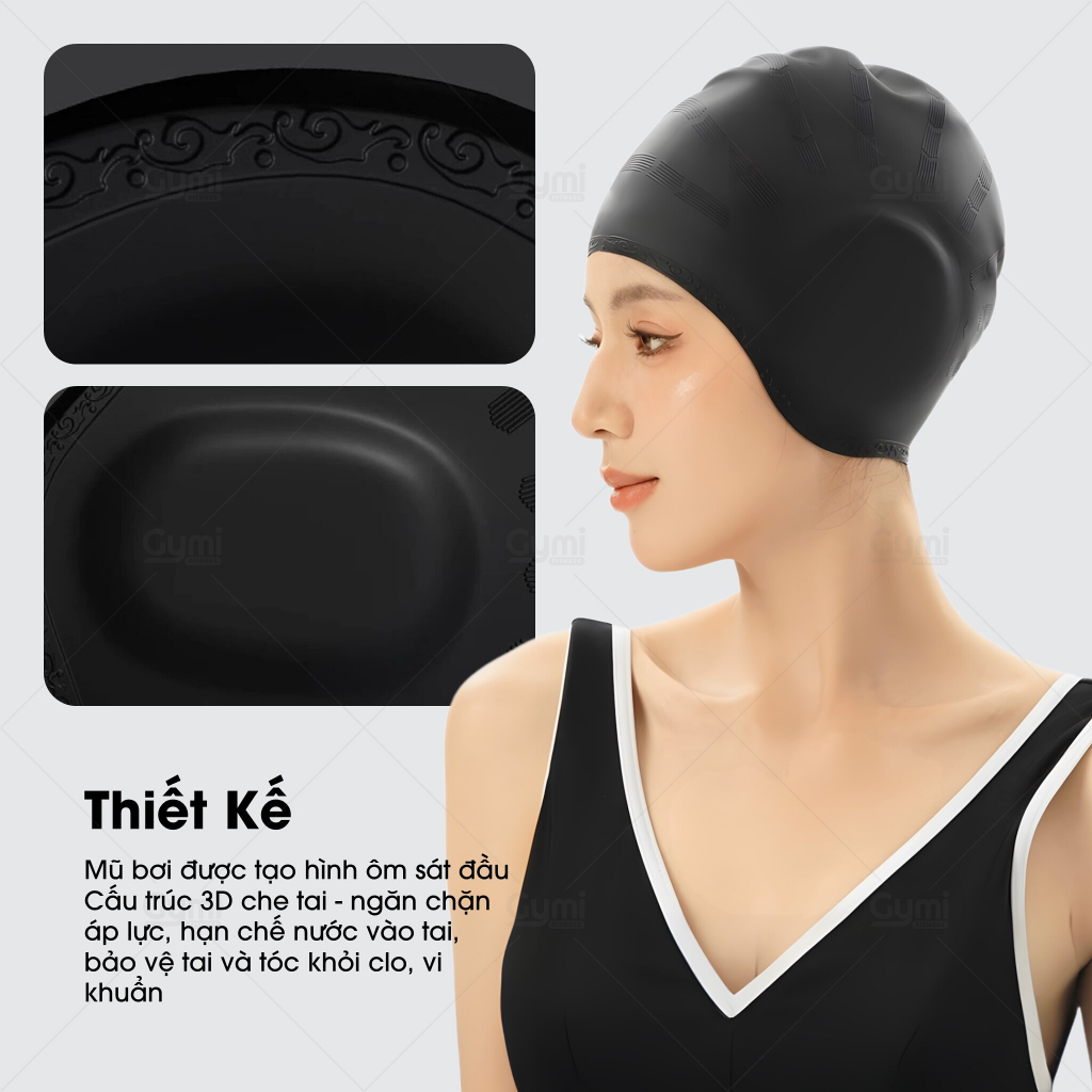 Mũ Bơi Silicone Dùng Được Cho Nam Nữ - Bịt Tai, Ngăn Nước, An Toàn Cho Tóc Và Da Đầu - MuBoi-TrumToc