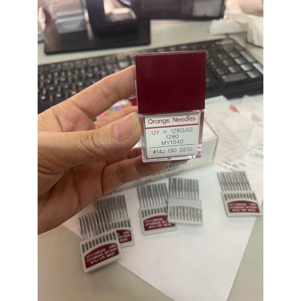Kim UYx128 ORANGE NEEDLES Hàn Quốc – Dùng Cho Máy Trần Đè, Máy Kansai (Vỉ 10 Cây)