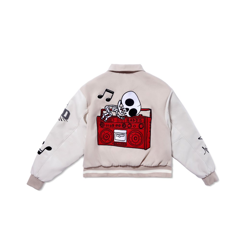 Ảnh ÁO KHOÁC TAY DÀI UNISEX DA PU PHỐI HADES OBSTREPEROUS VARSITY JACKET - HADES BRAND CHÍNH HÃNG 1