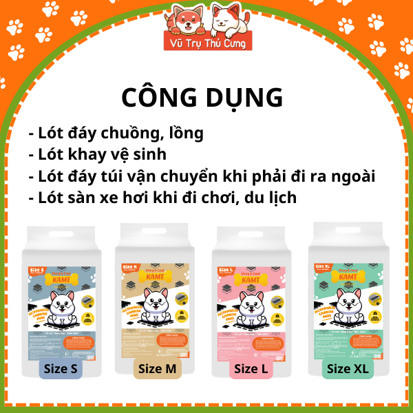 Tấm Lót Chuồng Cho Chó Mèo Chất Liệu Than Hoạt Tính Thấm Hút Tốt KAMT