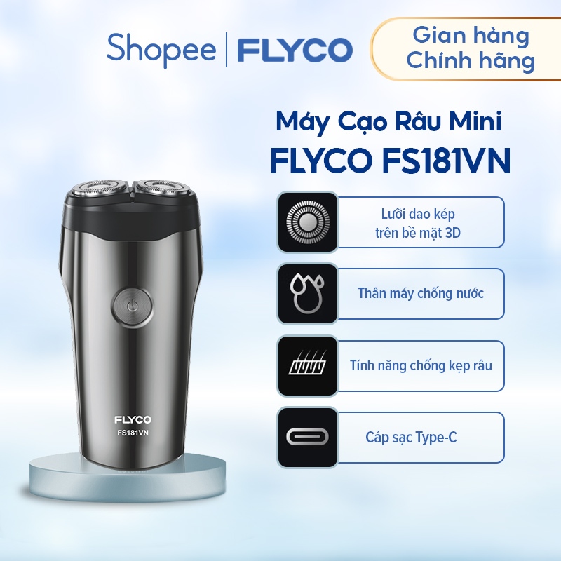Ảnh Máy Cạo Râu Mini Flyco FS181VN 2 Lưỡi Kép Thân Máy Kháng Nước - Hàng Chính Hãng 1