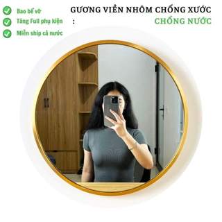 Gương Tròn Treo Tường Khung Viền Nhôm, Gương Soi Phòng Tắm Cao Cấp Diamond Mirror Decor T-KN