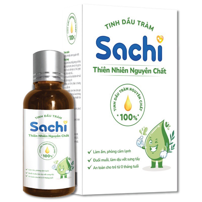 Tinh Dầu Tràm Nguyên Chất Sachi 30ml Giúp Làm Ấm Cơ Thể, Giảm Chướng Bụng, Đầy Hơi, An Toàn Cho Trẻ Sơ Sinh và Trẻ Nhỏ