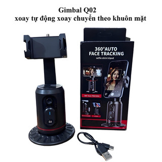 Gimbal Q02 + Q04 AI tự xoay 360° nhận diện khuôn mặt & cử chỉ, phù hợp phát trực tiếp quay video