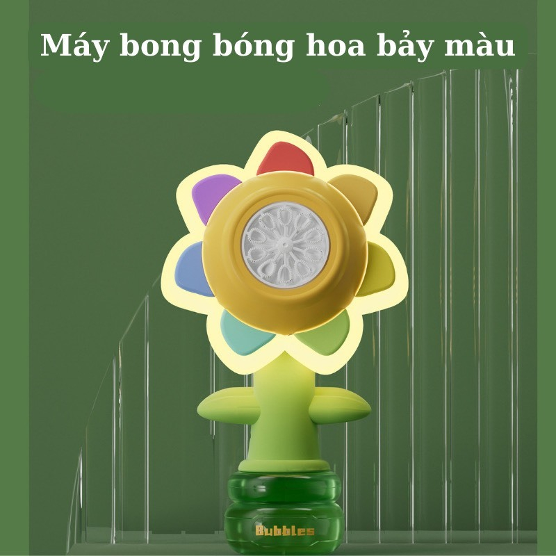 Máy Bắn Bong Bóng Xà Phòng Hình Hoa Phát Sáng LED 7 Màu Xà Phòng Thổi Bong Bóng Cầm Tay-Đồ Chơi PUKAPI