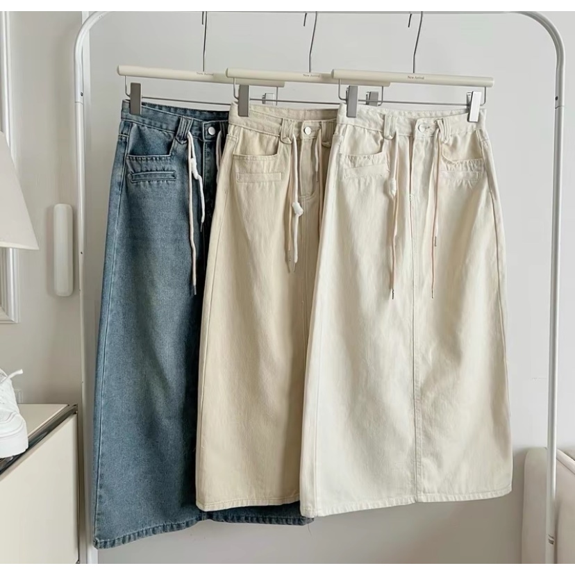 Chân váy jean (loại 1) dây rút eo nhiều màu LACO224 | Shopee Việt Nam