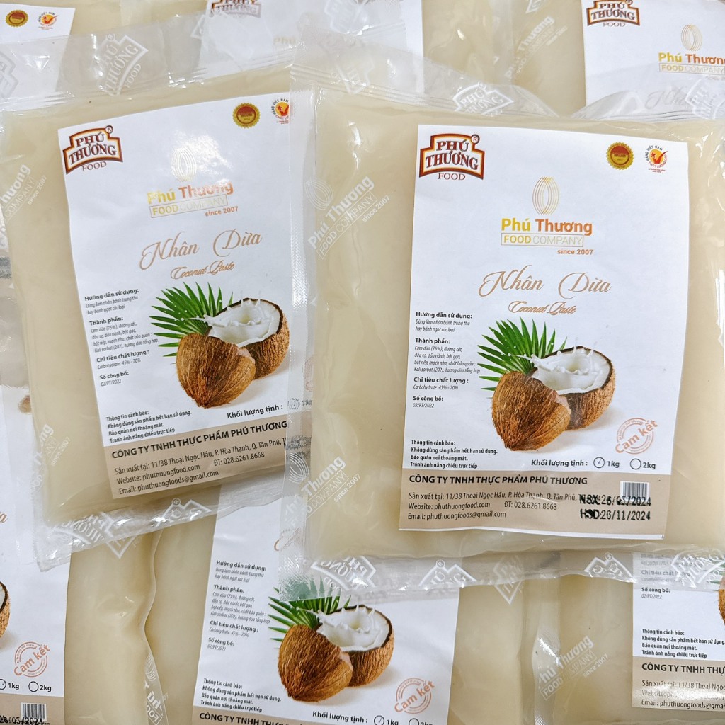 Nhân dừa Phú Thương 1kg (ít ngọt, thơm, dẻo)