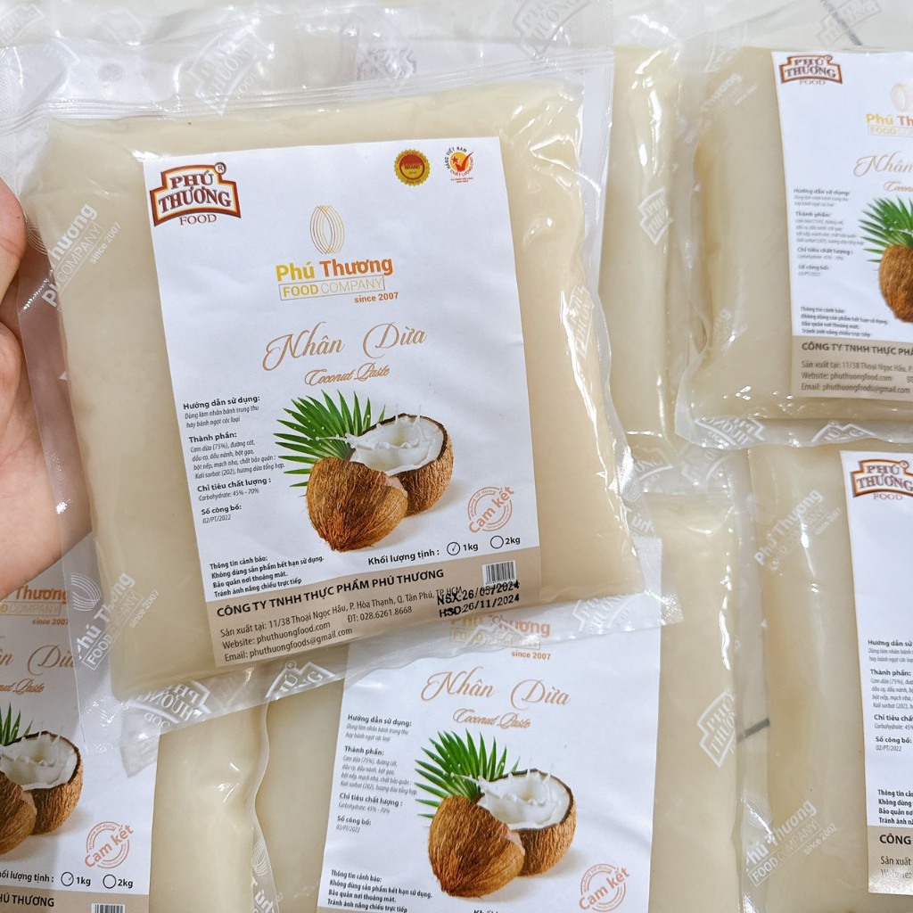 Nhân dừa Phú Thương 1kg (ít ngọt, thơm, dẻo)