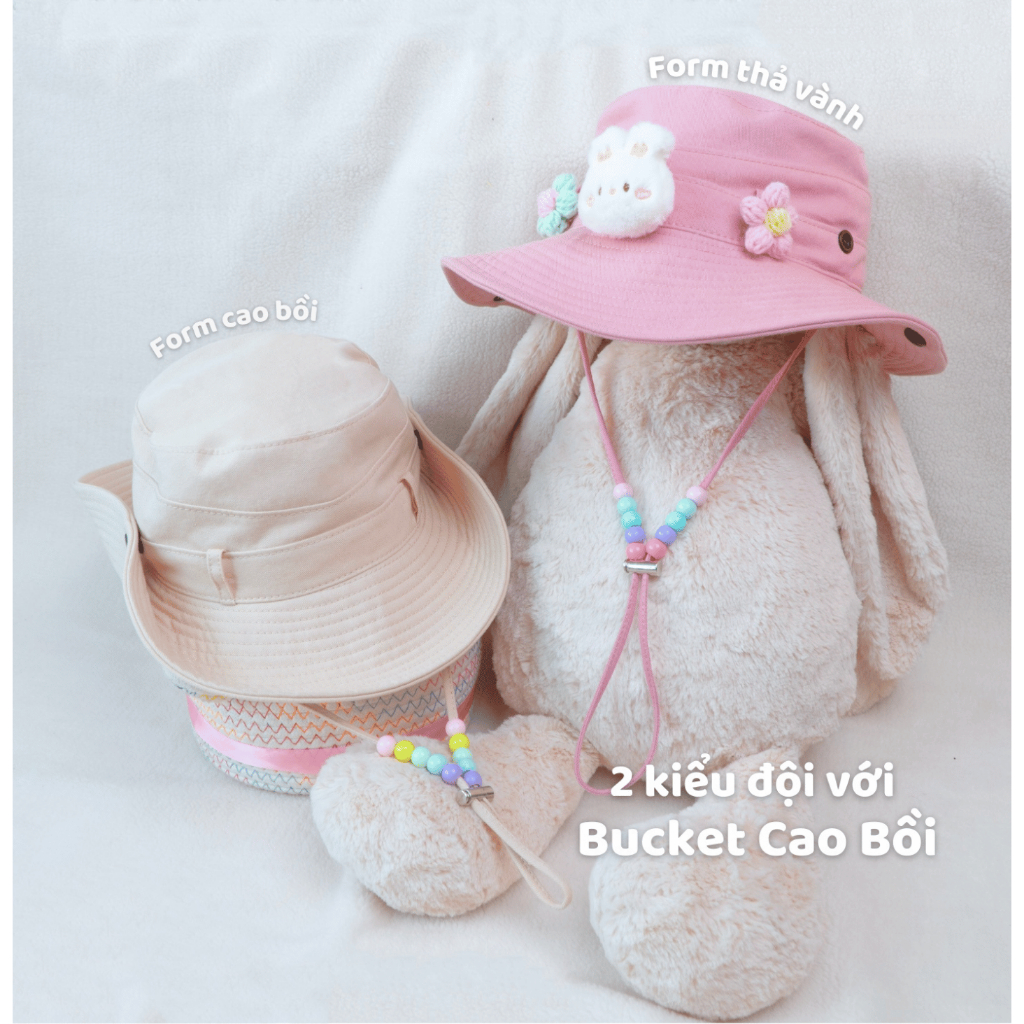 Mũ Nón Bucket CAO BỒI PHỐI HẠT - Dây có thể tháo rời hạt