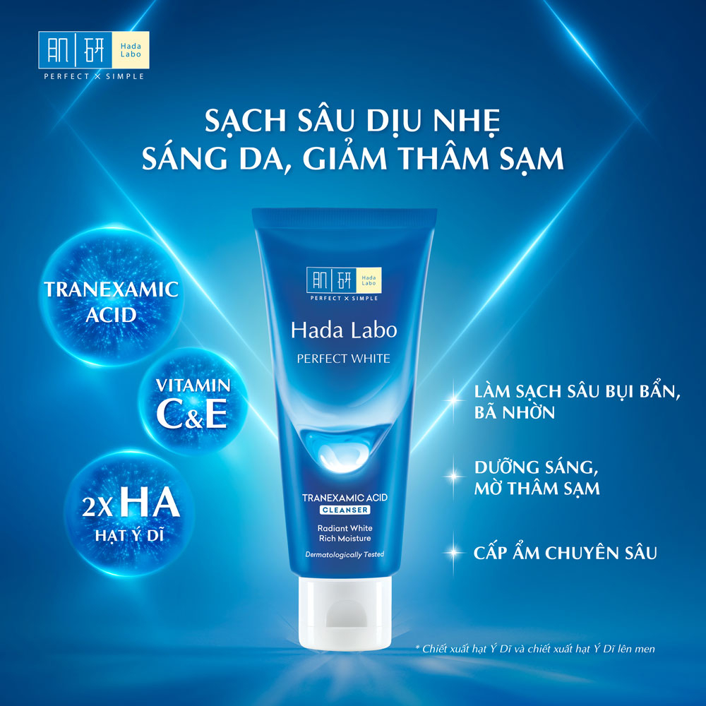 Ảnh Combo làm sạch dưỡng trắng: Sữa rửa mặt Hada Labo Perfect White Tranexamic Acid+ Nước tẩy trang dưỡng trắng 240ml 2