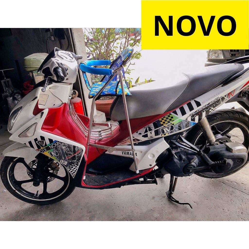 GHẾ NGỒI CHUNG XE NOVO , AB CŨ NĂM 2013 TRỞ XUỐNG , VESPA ,,ghế ga xếp sắt sơn tĩnh điện gấp gọn , AN TOÀN CHO BÉ