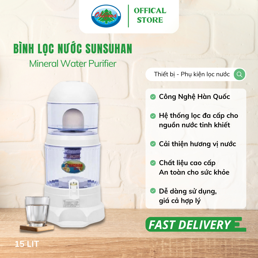 Ảnh Bình Lọc Nước Sunsuhan Mineral Water Purifier 15L - Nấm Sứ Ceramic và Lõi Lọc 5 Tầng | Ohiama 1