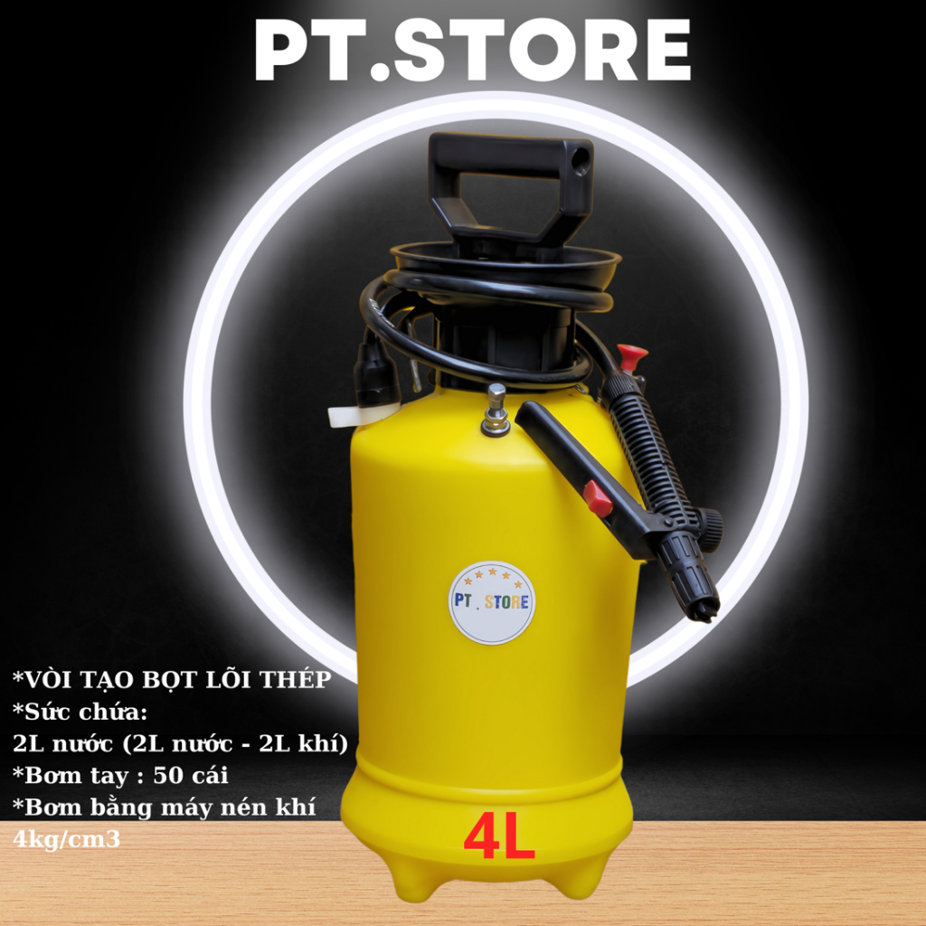BÌNH PHUN BỌT TUYẾT CẦM TAY 2L - 3L - 4L - 8L DUDACO - ĐÃ GẮN VÒI TẠO BỌT - GẴN THÊM VAN BƠM HƠI