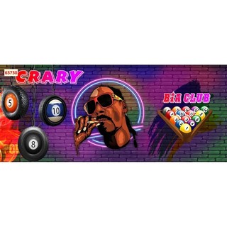 Tranh trang trí quán bi-a, quán billiards, club bida tranh 3D dán tường in trên chất liệu vải lụa(shop tặng kèm keo dán)