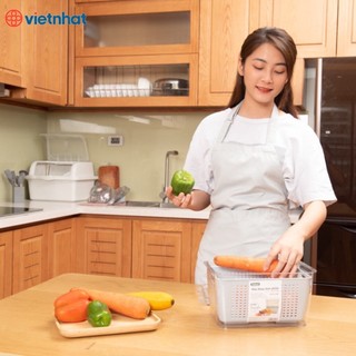 Hộp  thực phẩm Hokori cao cấp 6588+6589 ,Hộp nhựa thực phẩm có khóa thoát khí, có lỗ thoát nước