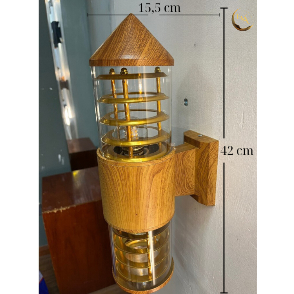 Đèn tường ngoài trời EVA chống nước màu vân gỗ, đui đèn E27, lắp cả trong nhà và ngoài trời bảo hành 12 tháng
