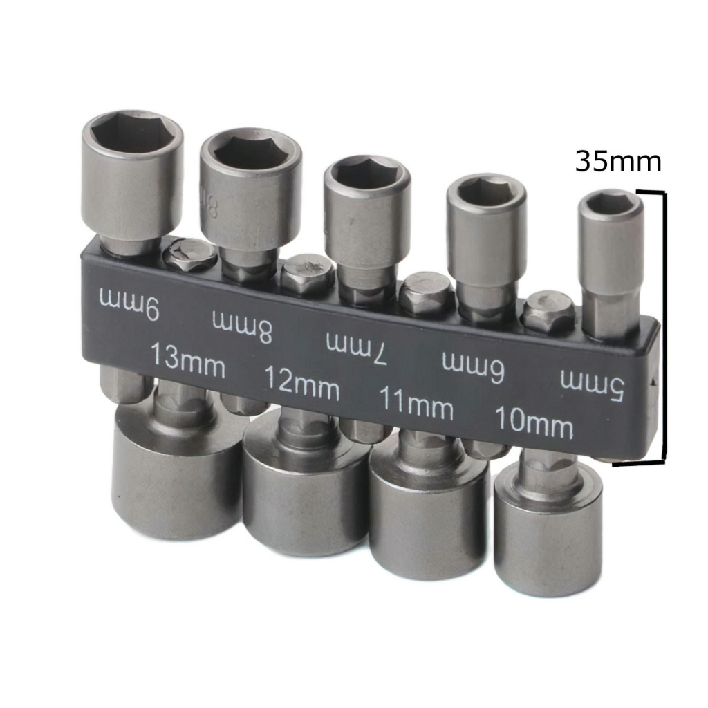 Bộ 14 đầu khẩu vặn ốc bắn tôn chuôi lục giấc gắn máy khoan cầm tay 5-12mm tiện dụng