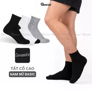 Tất cổ cao trơn basic nam nữ GOMTAT, vớ cao cổ unisex mềm mịn, hút ẩm thoáng khí, khử mùi chân - VNX-SOCKS-CAO