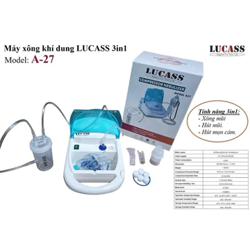 Máy Xông 3 in 1 Lucass A-27 ( Xông mũi họng - Hút mũi - hút mụn cám )Tặng 5 đầu hút mũi