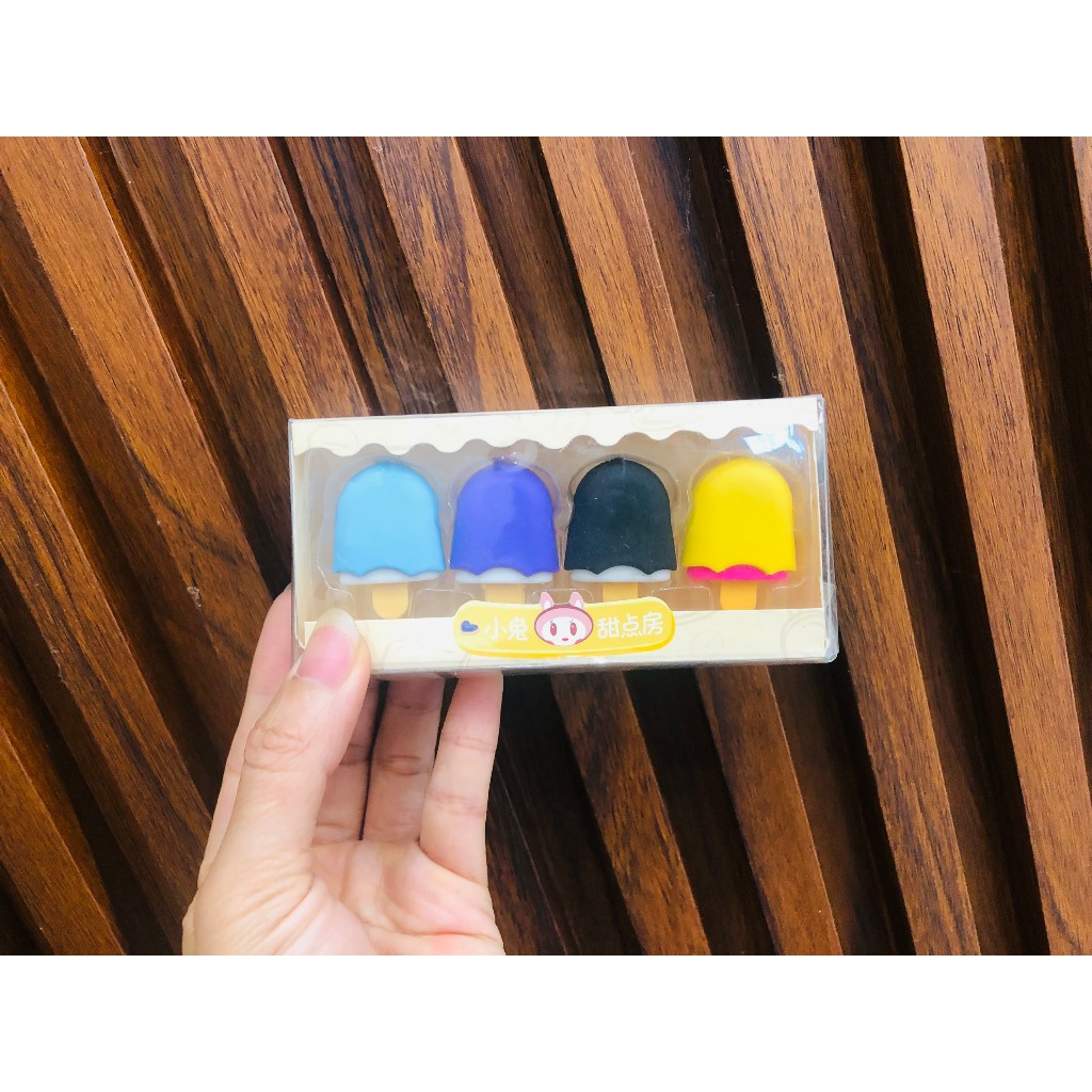 Set 4 gôm tẩy 3D hình bánh Donut - Hình kem - Hình kẹo mút dễ thương giá rẻ,giao hình ngẫu nhiên