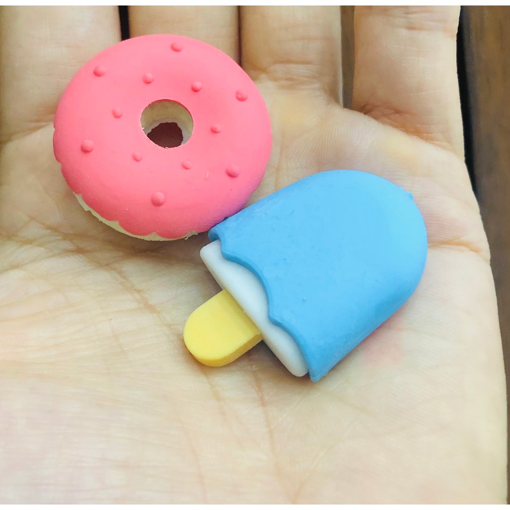Set 4 gôm tẩy 3D hình bánh Donut - Hình kem - Hình kẹo mút dễ thương giá rẻ,giao hình ngẫu nhiên