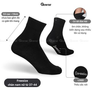 Combo 10 đôi tất cổ cao trơn màu nam nữ GOMTAT, vớ nam nữ cao cổ hút ẩm thoáng khí, khử mùi chân - GOMSOCKS-CAO-CB10