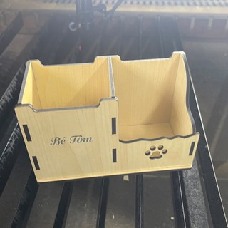 Hộp Bút Gỗ Để Bàn - Hộp Bút Khắc Tên Và Lời Chúc Theo Yêu Cầu - Quà Tặng Đáng Yêu Cho Bé