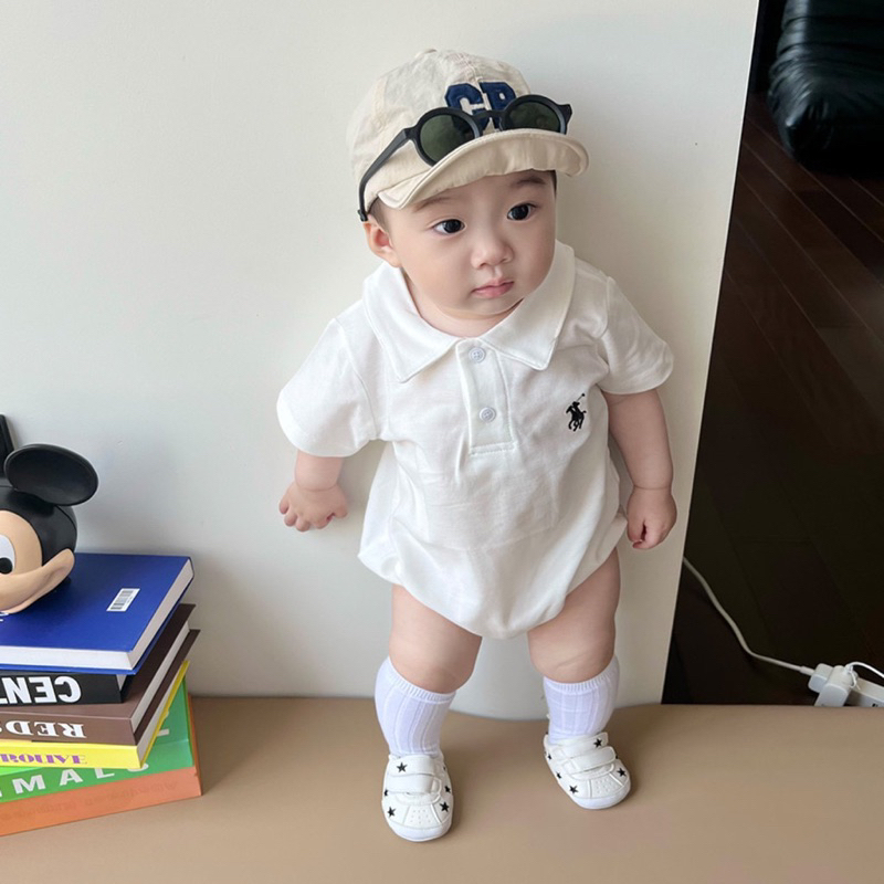 [MD127] Body suit Polo ngắn tay hoạ tiết ngựa thêu cho bé yêu