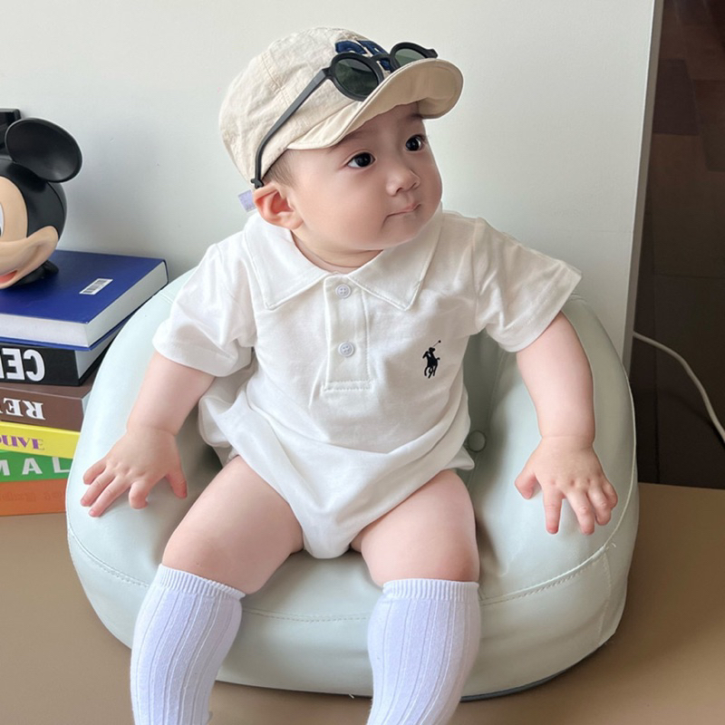 [MD127] Body suit Polo ngắn tay hoạ tiết ngựa thêu cho bé yêu