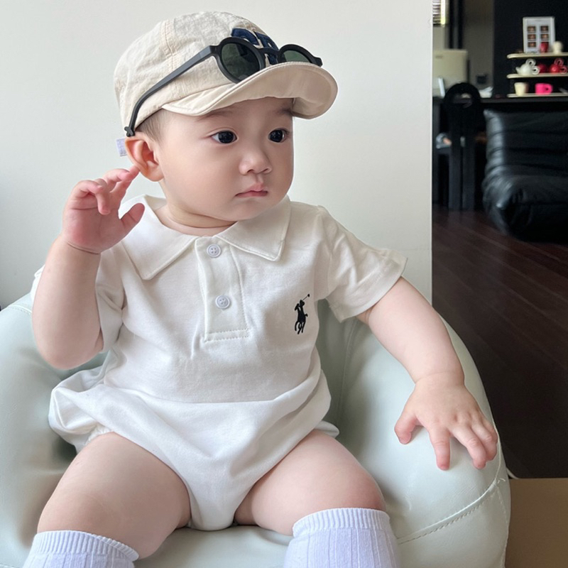 [MD127] Body suit Polo ngắn tay hoạ tiết ngựa thêu cho bé yêu