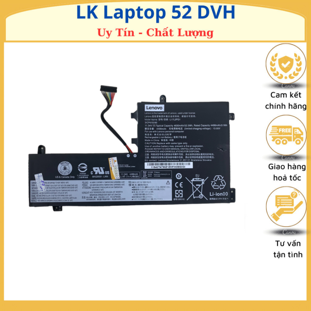 PIN LENOVO Y540-15IRH L17C3PG2 Legion Y530-15ICH, Y540-15IRH, Y540-17IRH, Y545-PG0, Y740-15IRH