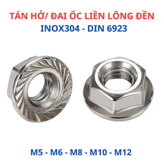 [Túi 10 Con] Đai Ốc Liền Long Đền Inox 304 - Tán Liền Lông Đền Răng Cưa Chống Tự Tháo - Đủ Size M5 M6 M8 M10 M12