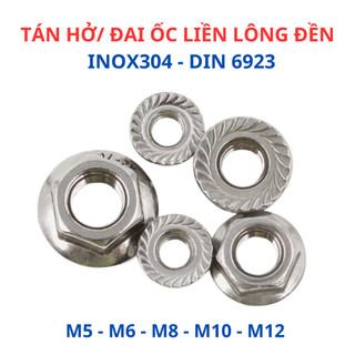 [Túi 10 Con] Đai Ốc Liền Long Đền Inox 304 - Tán Liền Lông Đền Răng Cưa Chống Tự Tháo - Đủ Size M5 M6 M8 M10 M12