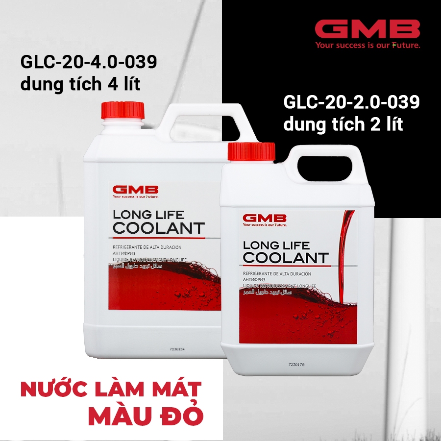 Nước Làm Mát Giải Nhiệt Động Cơ Xe Màu Đỏ GMB GLC-20-4.0-039 4L Phù Hợp Cho Nhiều Dòng Xe Ô Tô Xe Hơi Xe Tải Xe Máy