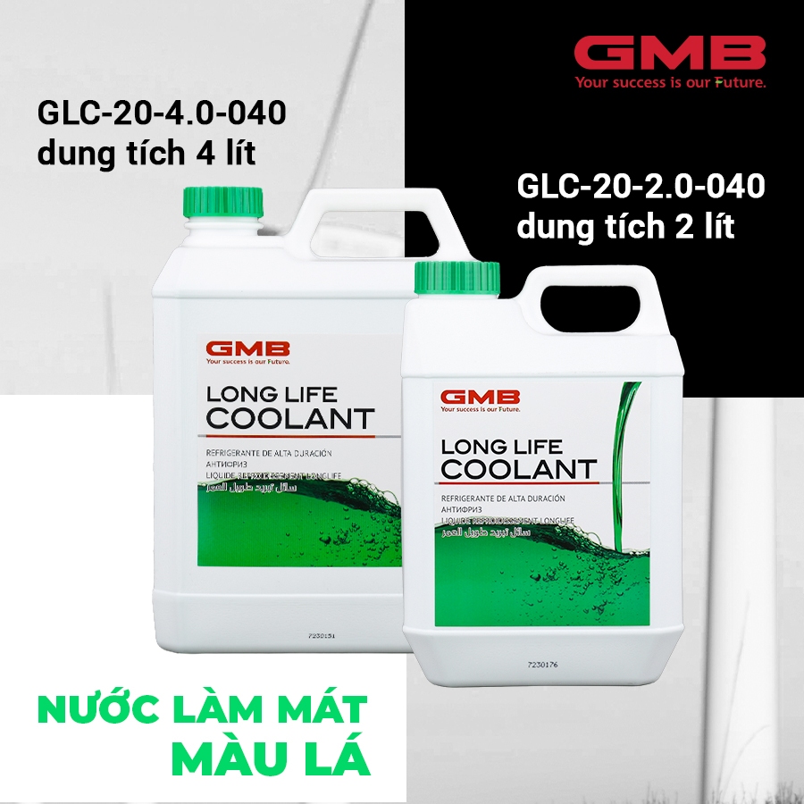 Nước Làm Mát Giải Nhiệt Động Cơ Cho Xe  Màu Lá GMB GLC-20-2.0-040 2L Phù Hợp Cho Nhiều Dòng Xe Hơi Xe Tải Xe Máy