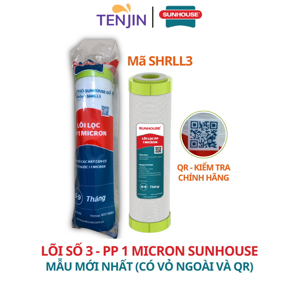 Combo 3 Lõi Lọc Nước 123 SUNHOUSE, Lõi Lọc Thô Chính Hãng Mẫu Mới Nhất Dành Cho Máy Lọc Nước RO Sử Dụng Cốc Lọc 10Inch
